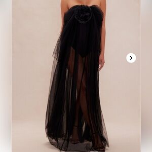 Fashion Nova Kelly Sheer Maxi Dress Black Size Medium